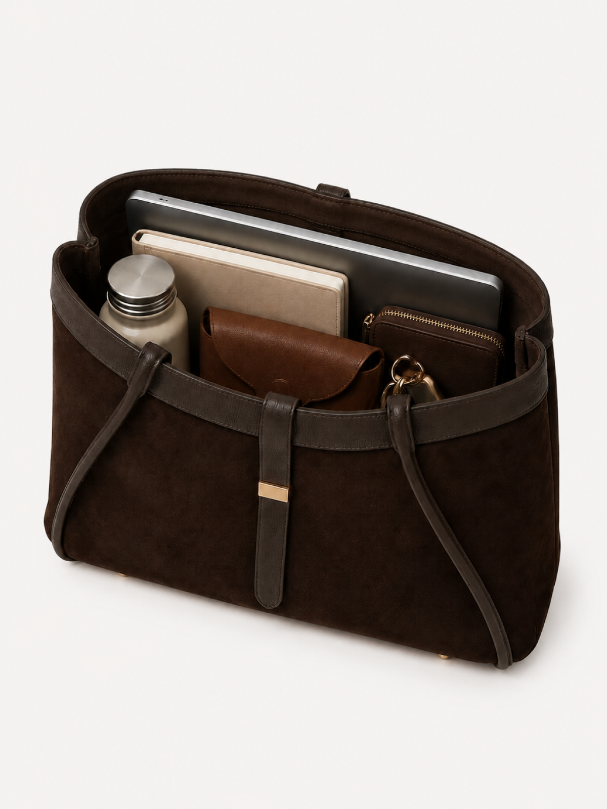 Noa East-West Suede Tote, view 6