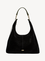 Rue Suede Shoulder Hobo in black