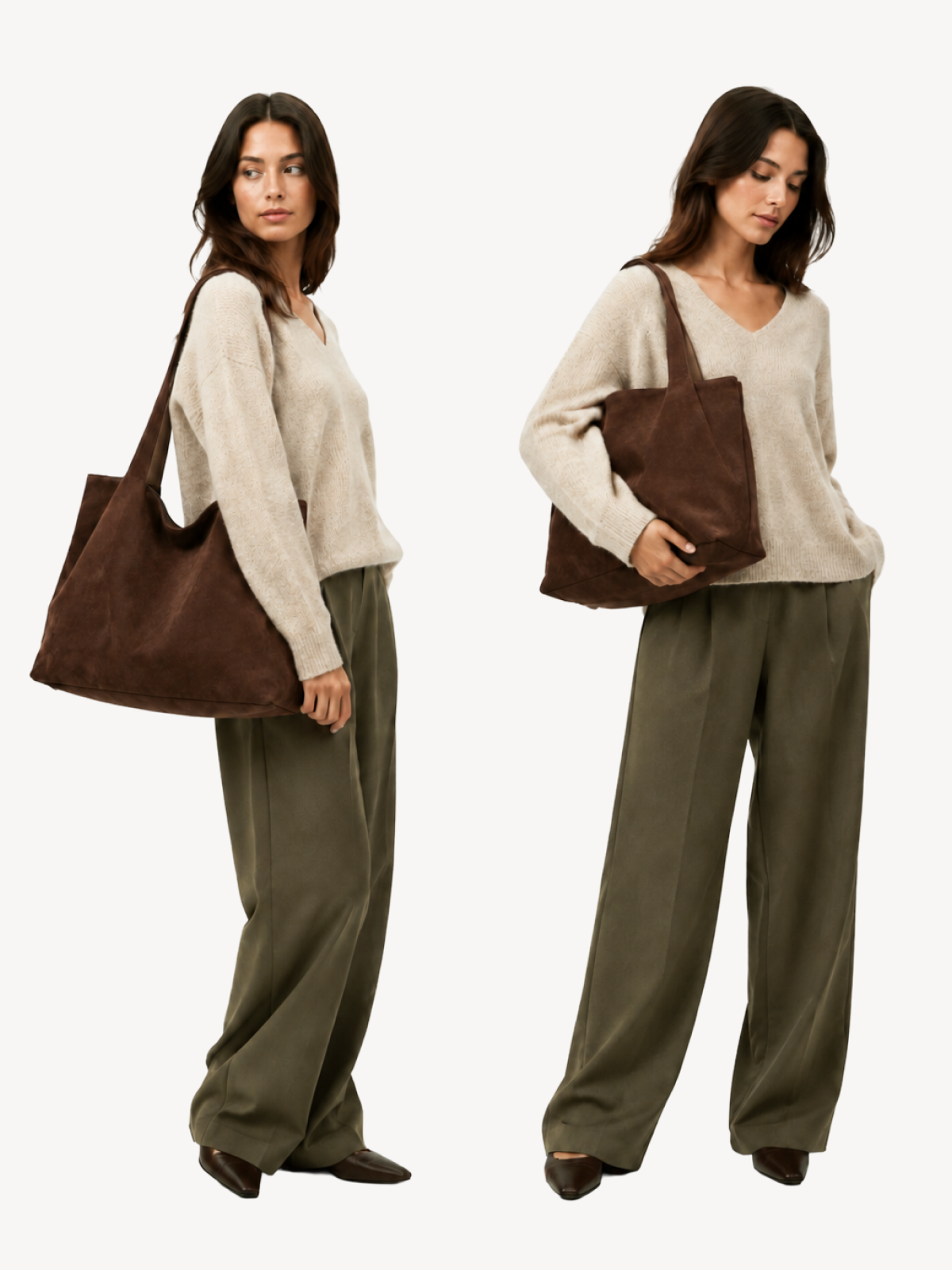 Sera Slouch Suede Tote, carry options