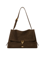 Orla Suede Flap Shoulder Bag in chocolate