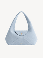 Aria Sculpted Suede Hobo in powder blue