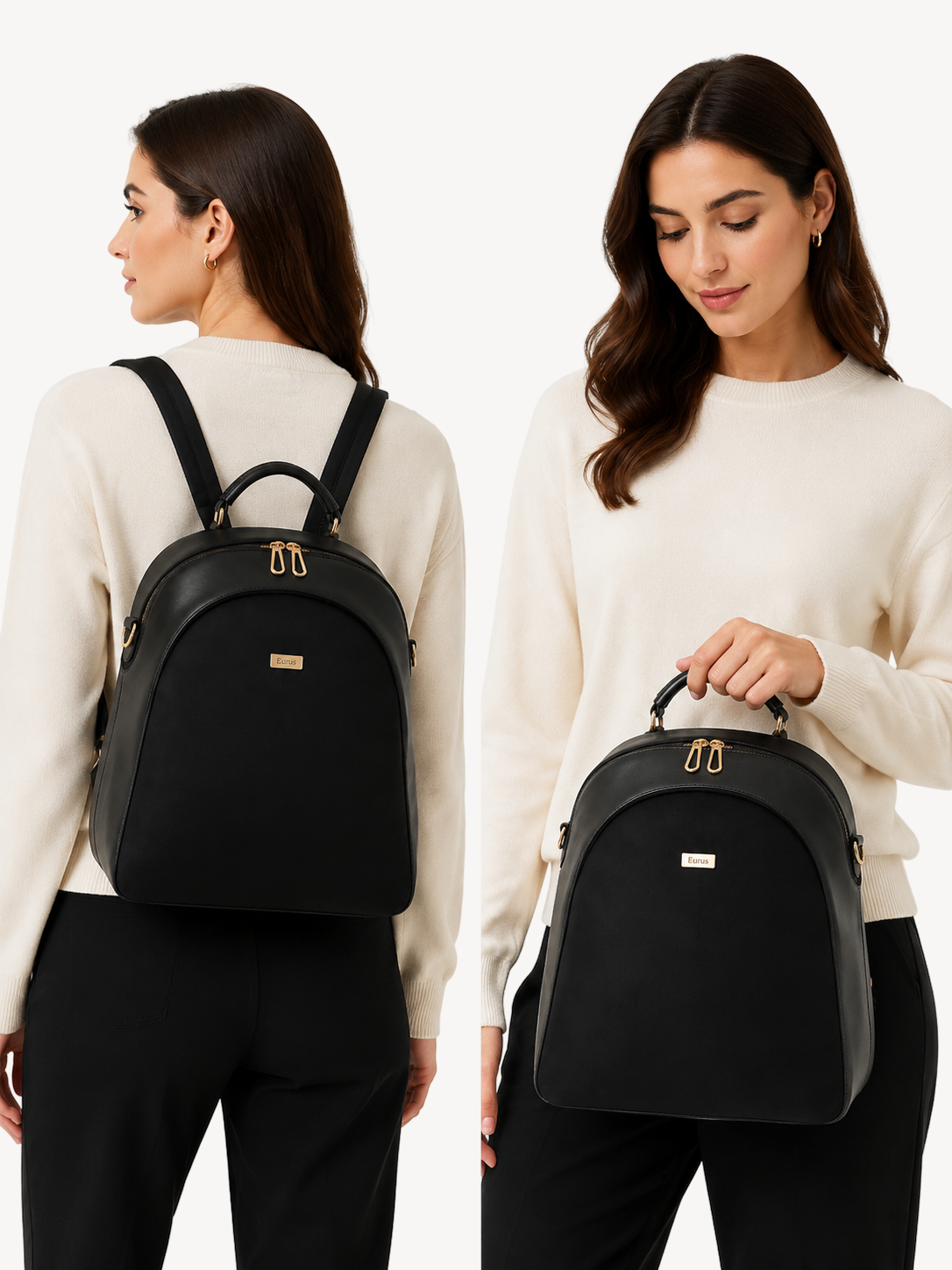 Nara Rounded Leather Backpack, view 7