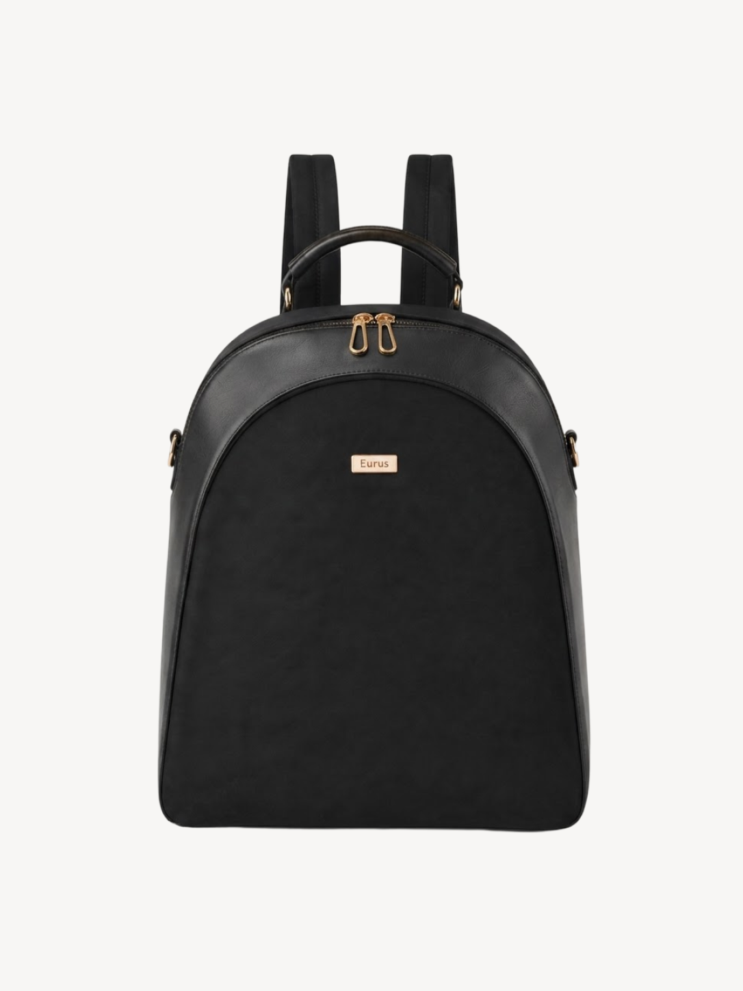 Nara Rounded Leather Backpack in black