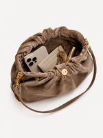 Muse Gathered Suede Clutch, view 4