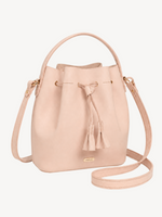 Soleil Drawstring Bucket Crossbody, three-quarter view