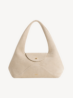 Aria Sculpted Suede Hobo in oat cream