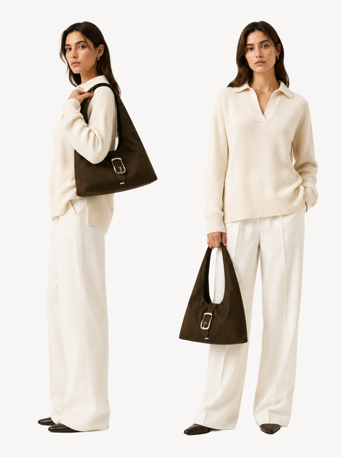 Halo Buckle Suede Hobo, carry options