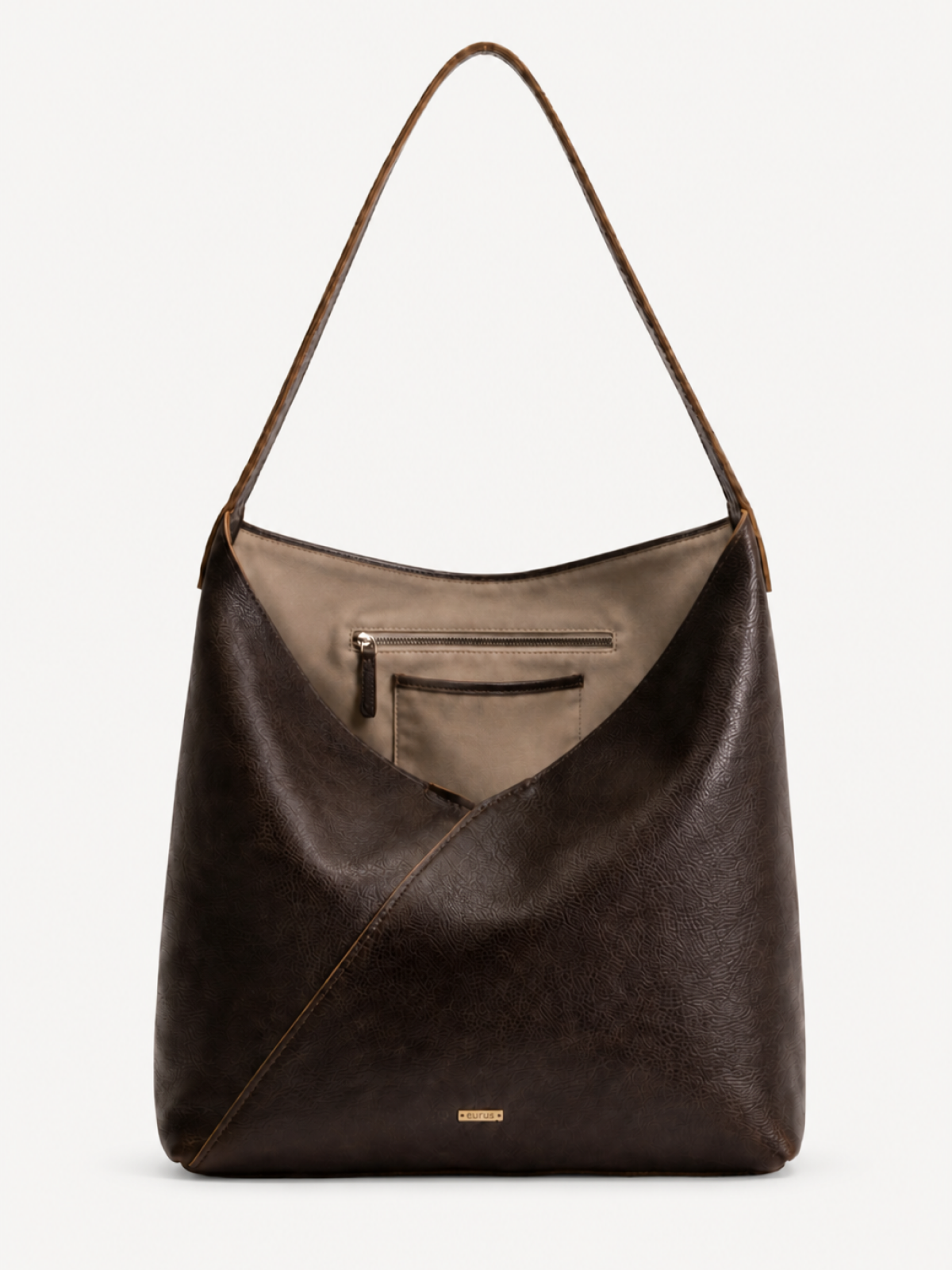 Sable Folded Leather Hobo interior