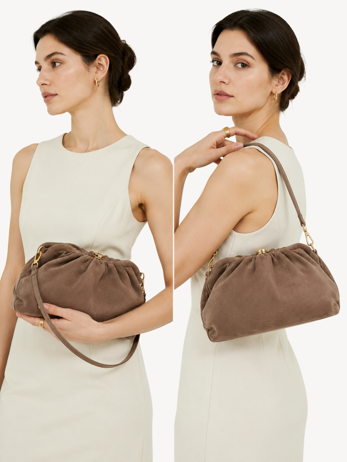 Muse Gathered Suede Clutch, view 7