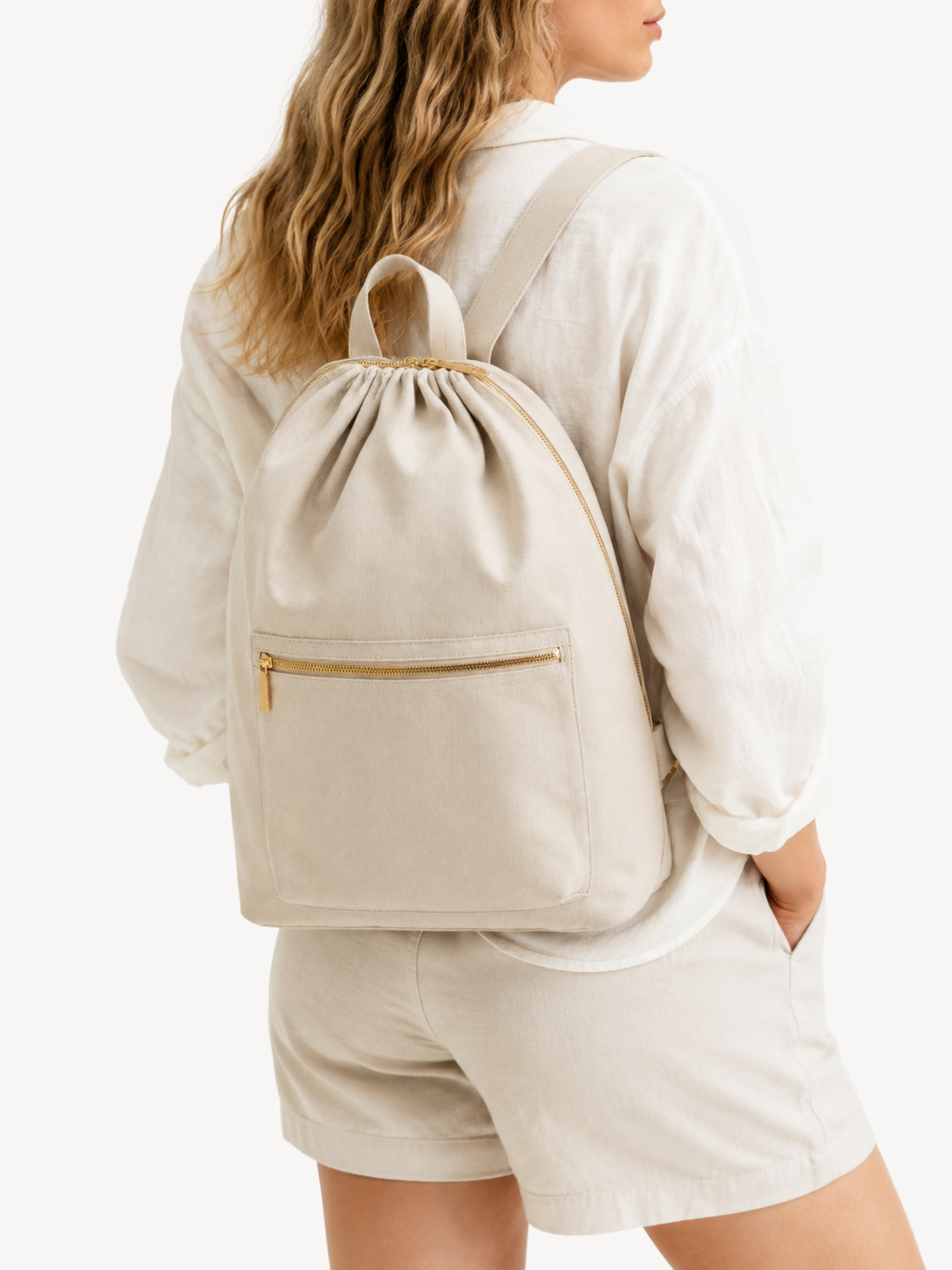 Luma Drawstring Canvas Backpack, view 3
