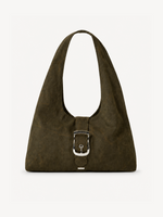 Halo Buckle Suede Hobo in olive