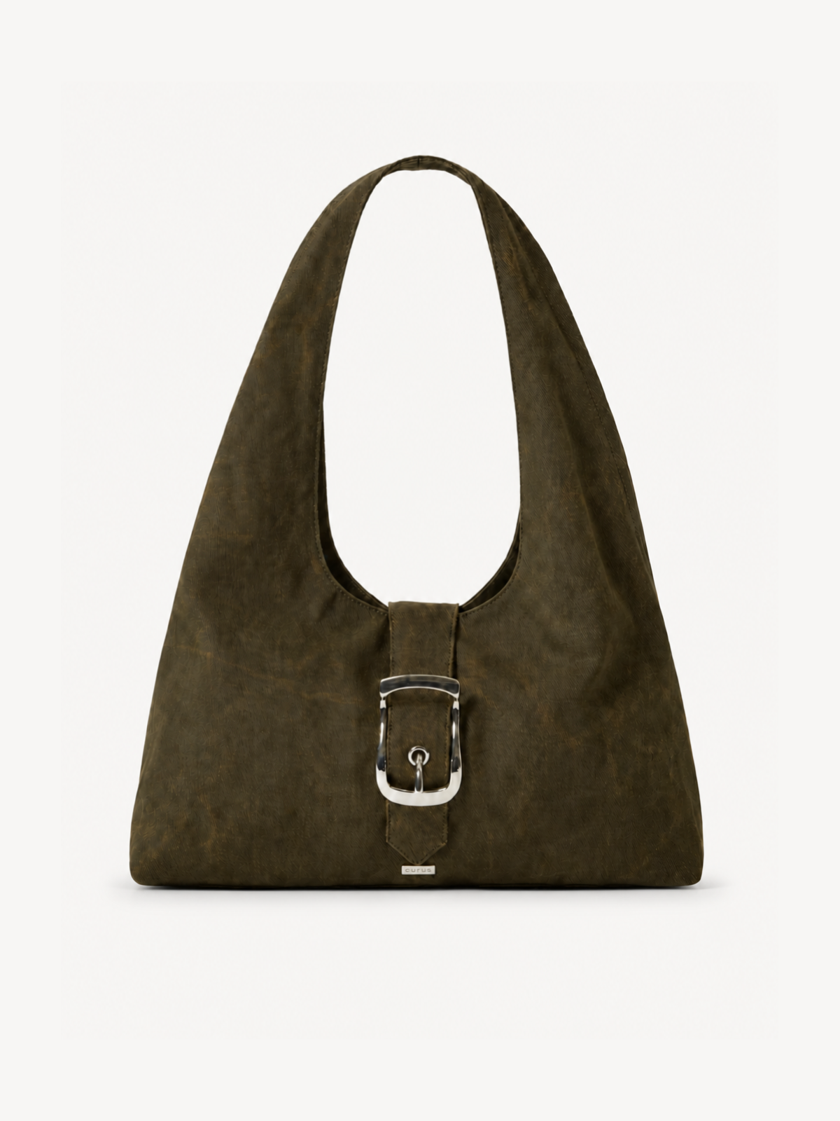 Halo Buckle Suede Hobo in olive