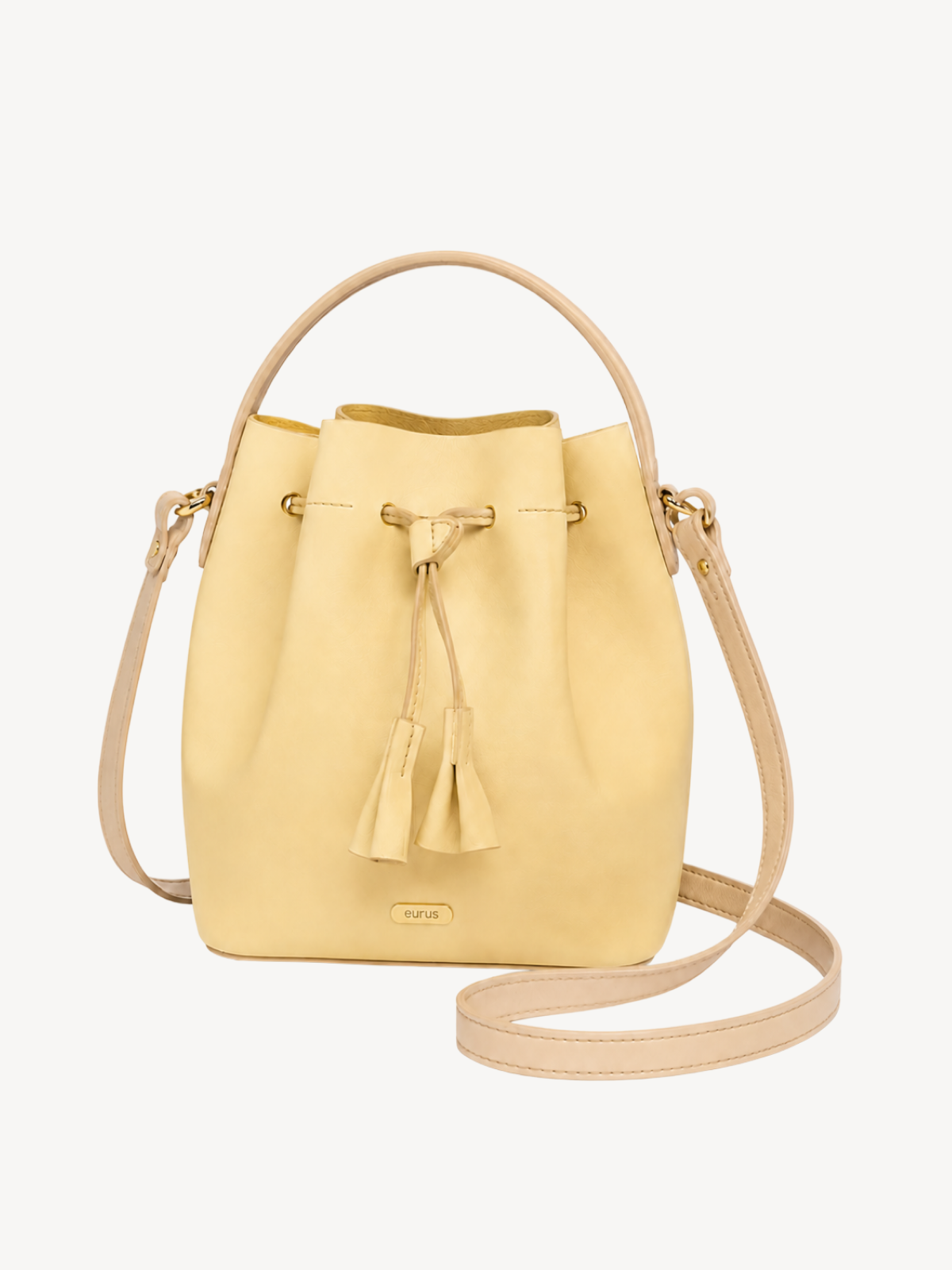 Soleil Drawstring Bucket Crossbody in butter