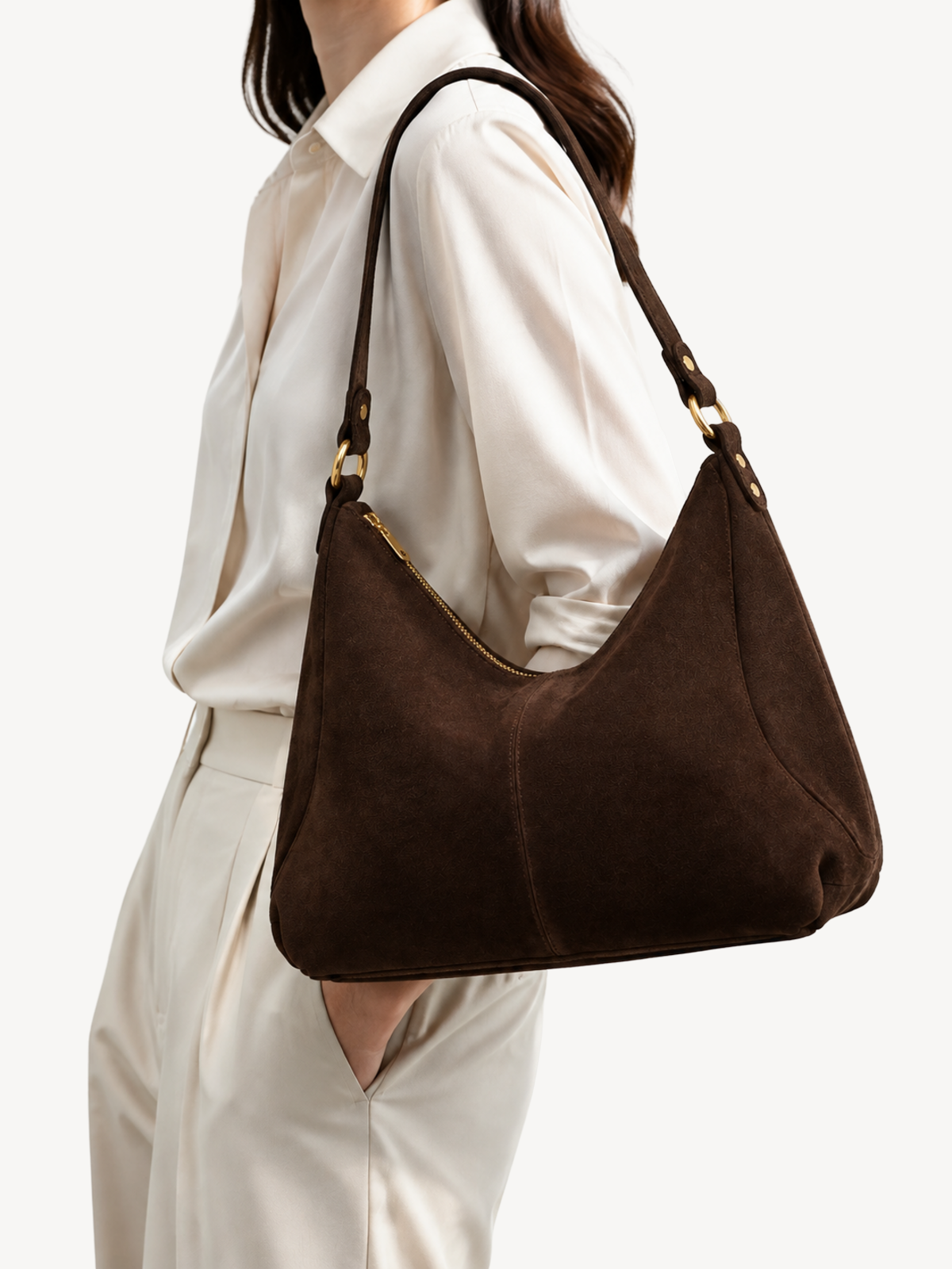 Lina Slouch Suede Hobo, view 3