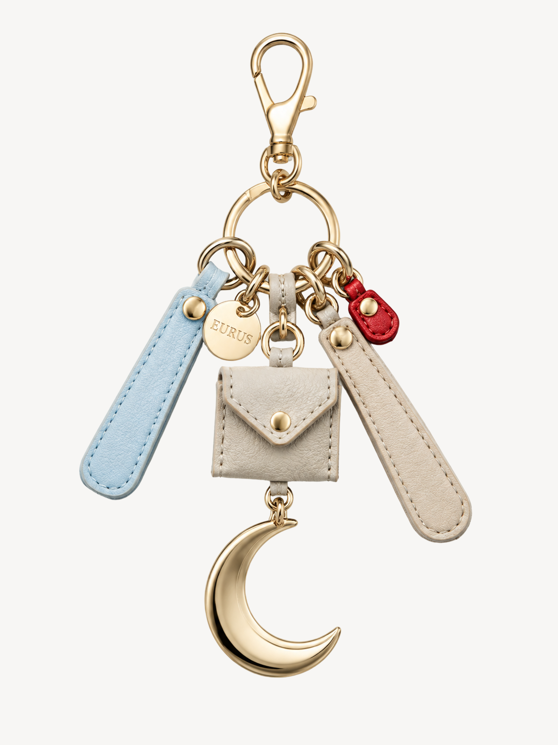 Luna Pocket Leather Bag Charm in powder blue