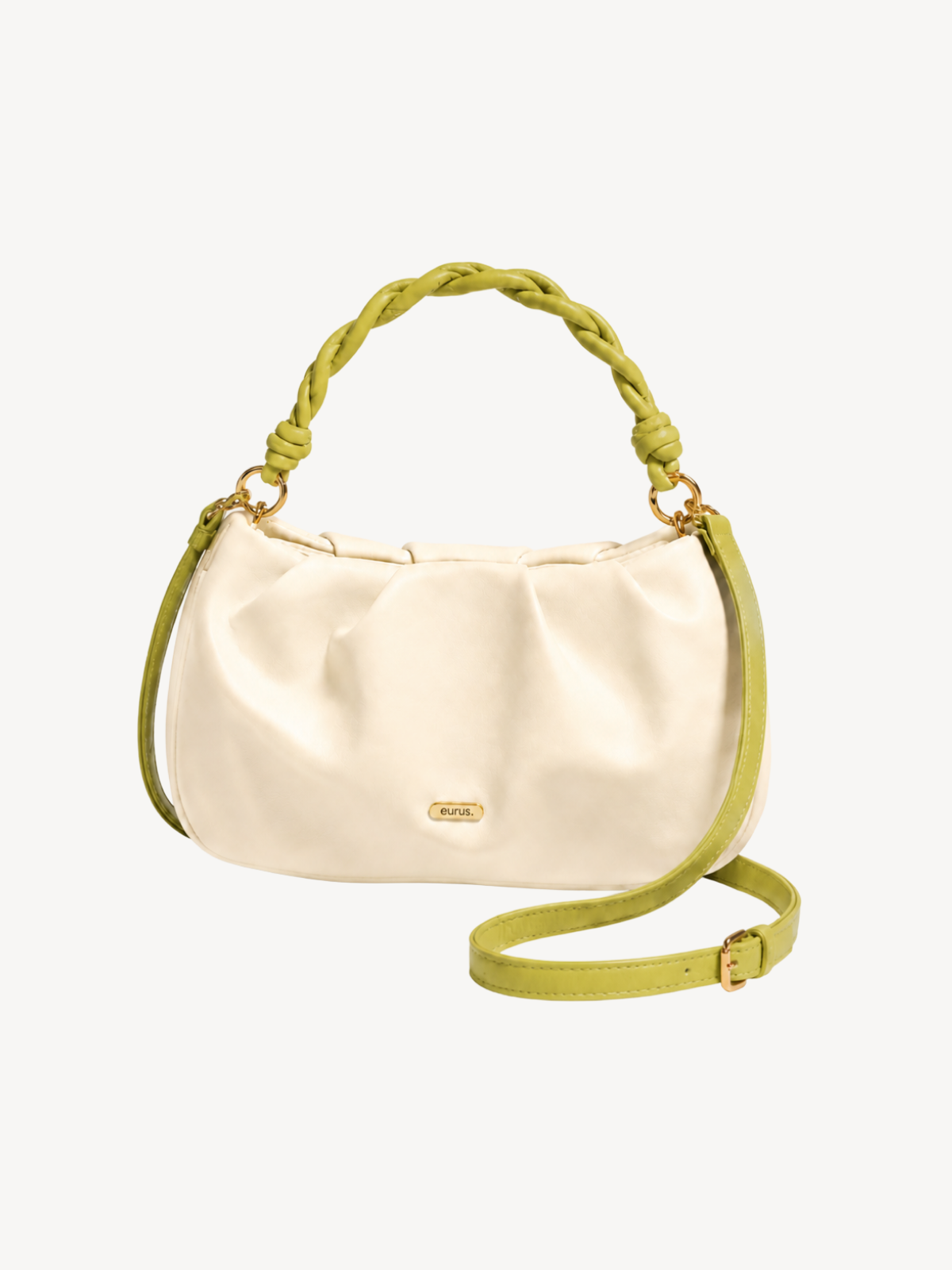 Zia Braided-Handle Crossbody in cream chartreuse