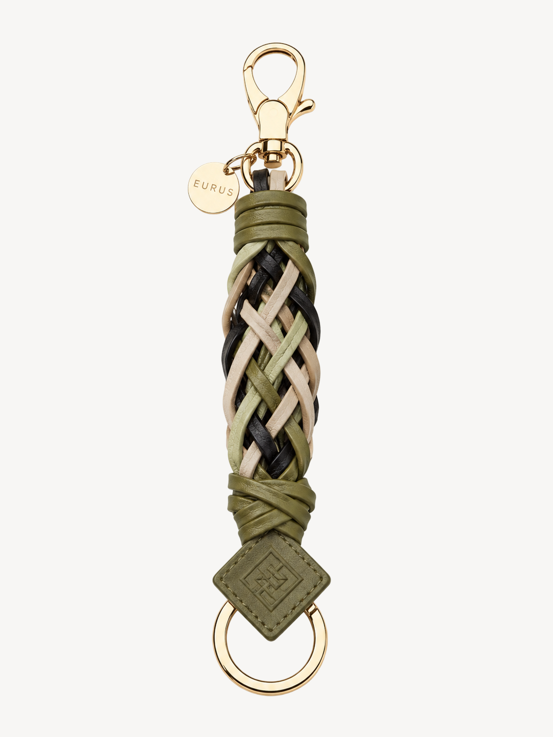 Braid Loop Leather Bag Charm in olive