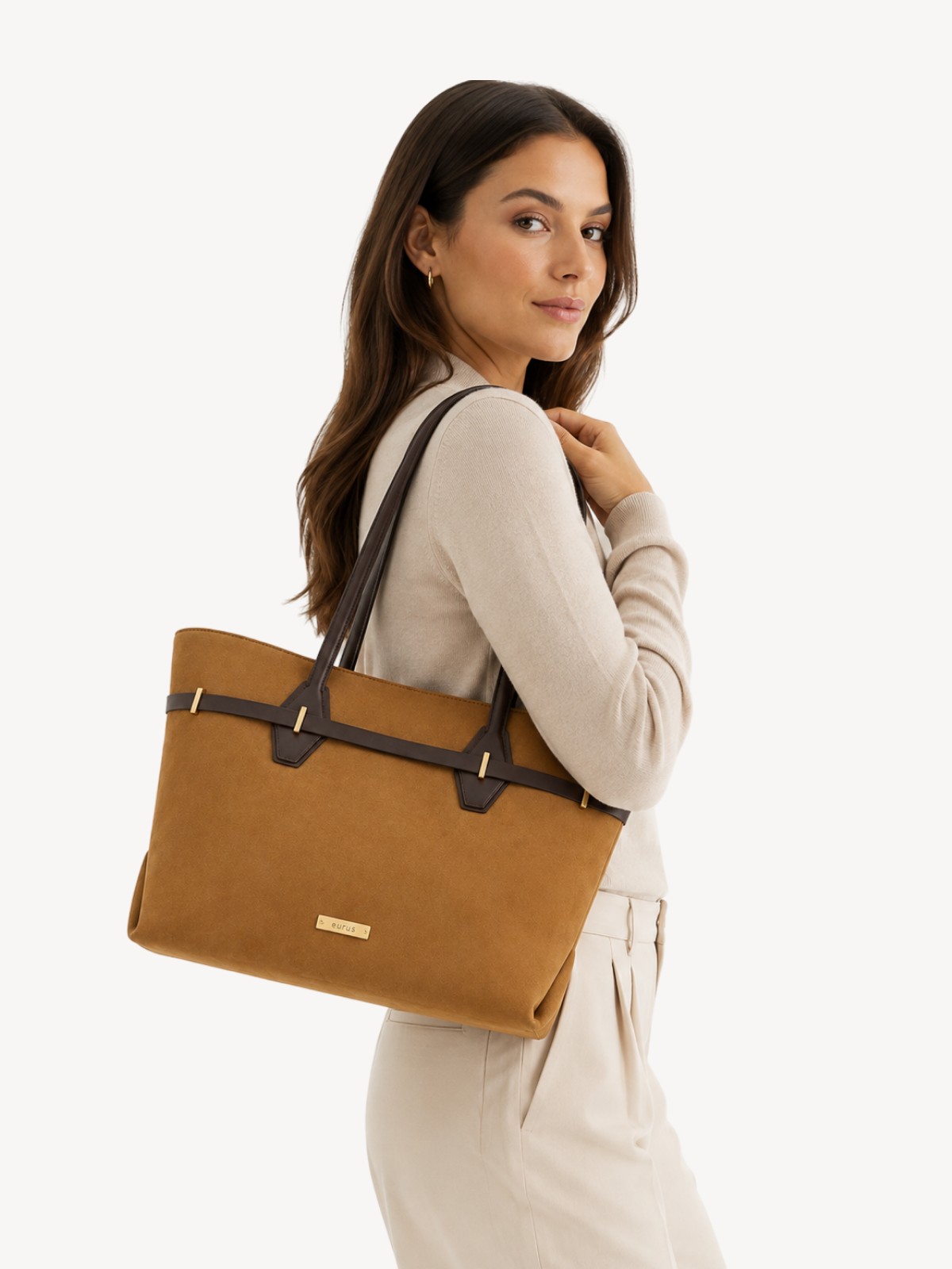 Dune Belted Suede Tote, view 3