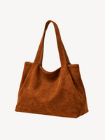 Sera Slouch Suede Tote in cognac