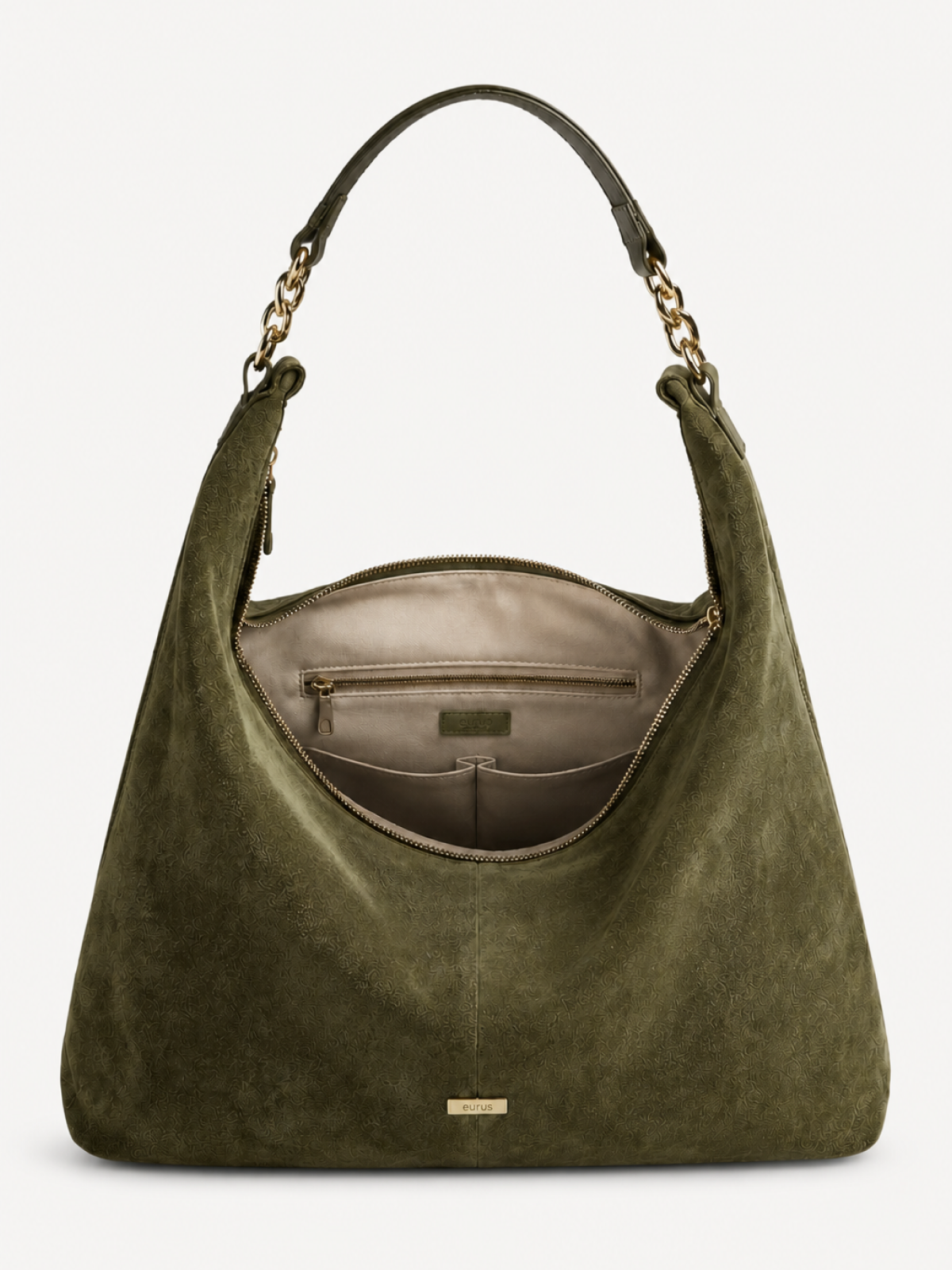 Rue Suede Shoulder Hobo interior