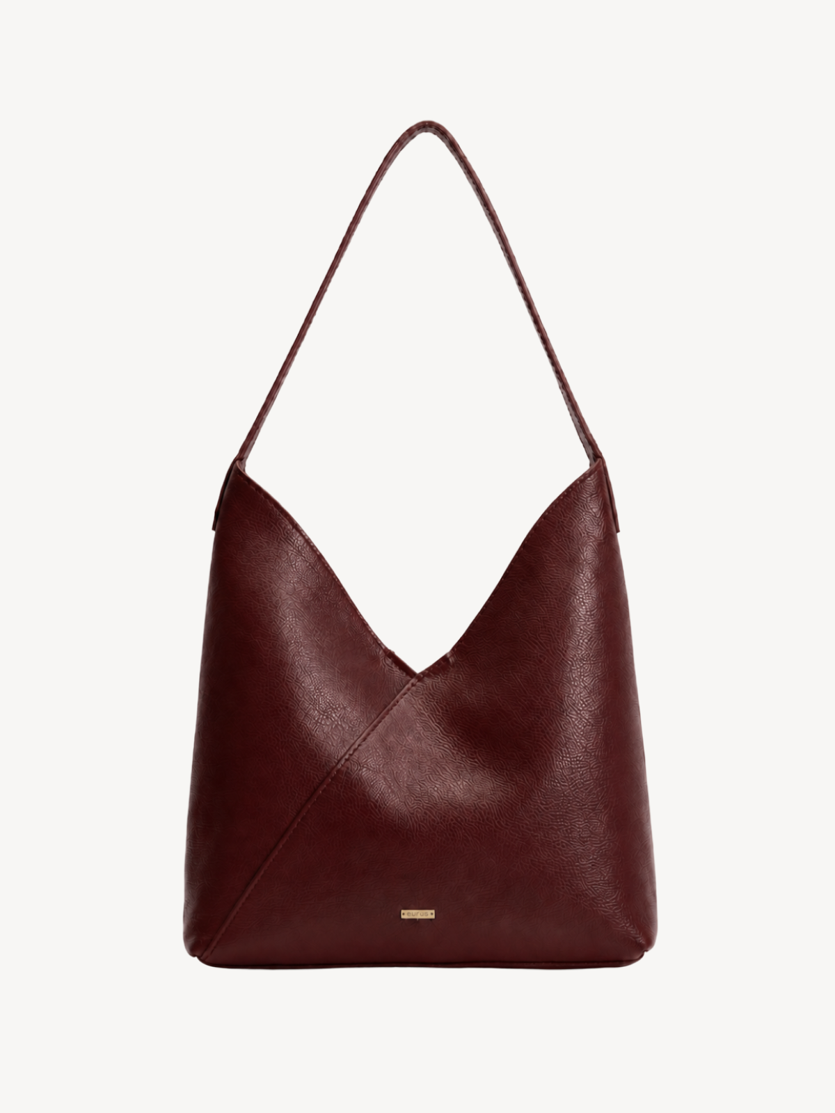 Sable Folded Leather Hobo in oxblood