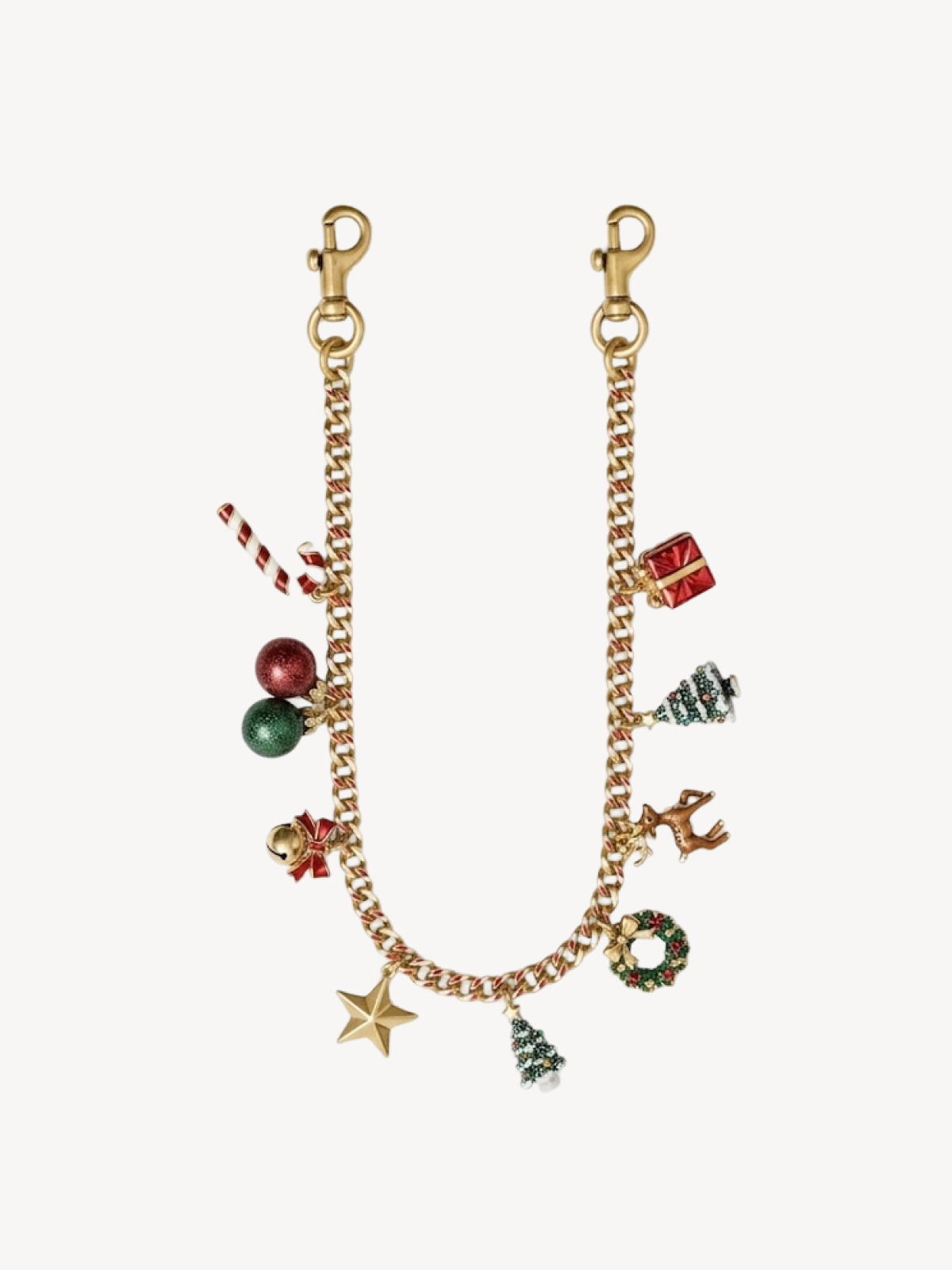 Christmas Keepsake Charm Chain with gold-tone chain and festive miniature charms