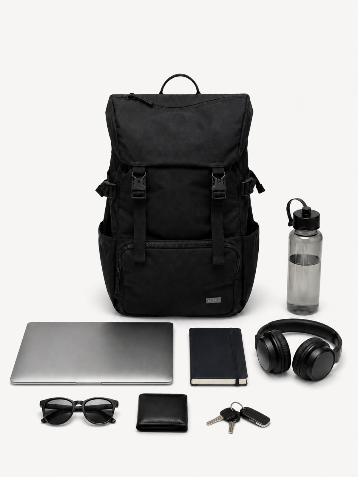 Atlas Utility Buckle Backpack with everyday contents