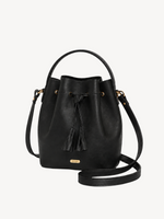 Soleil Drawstring Bucket Crossbody in black