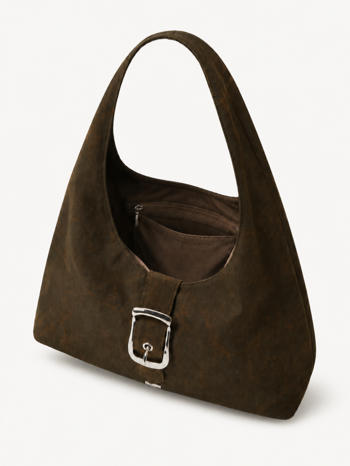 Halo Buckle Suede Hobo interior