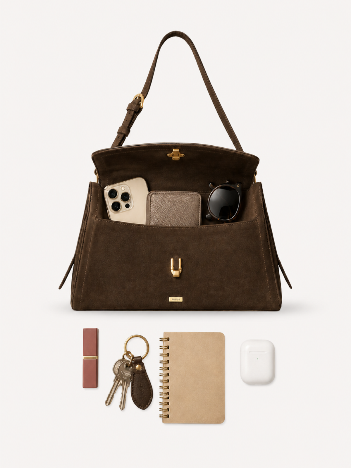 Orla Suede Flap Shoulder Bag, view 4