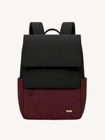 Cove Colorblock Flap Backpack in black burgundy