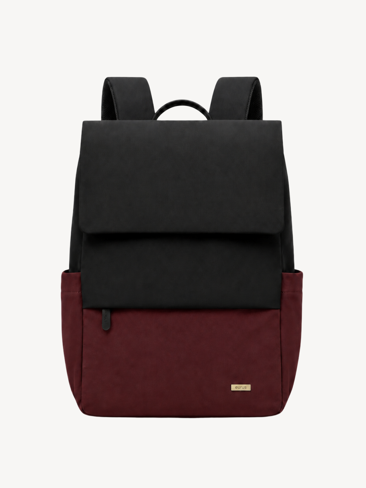 Cove Colorblock Flap Backpack in black burgundy